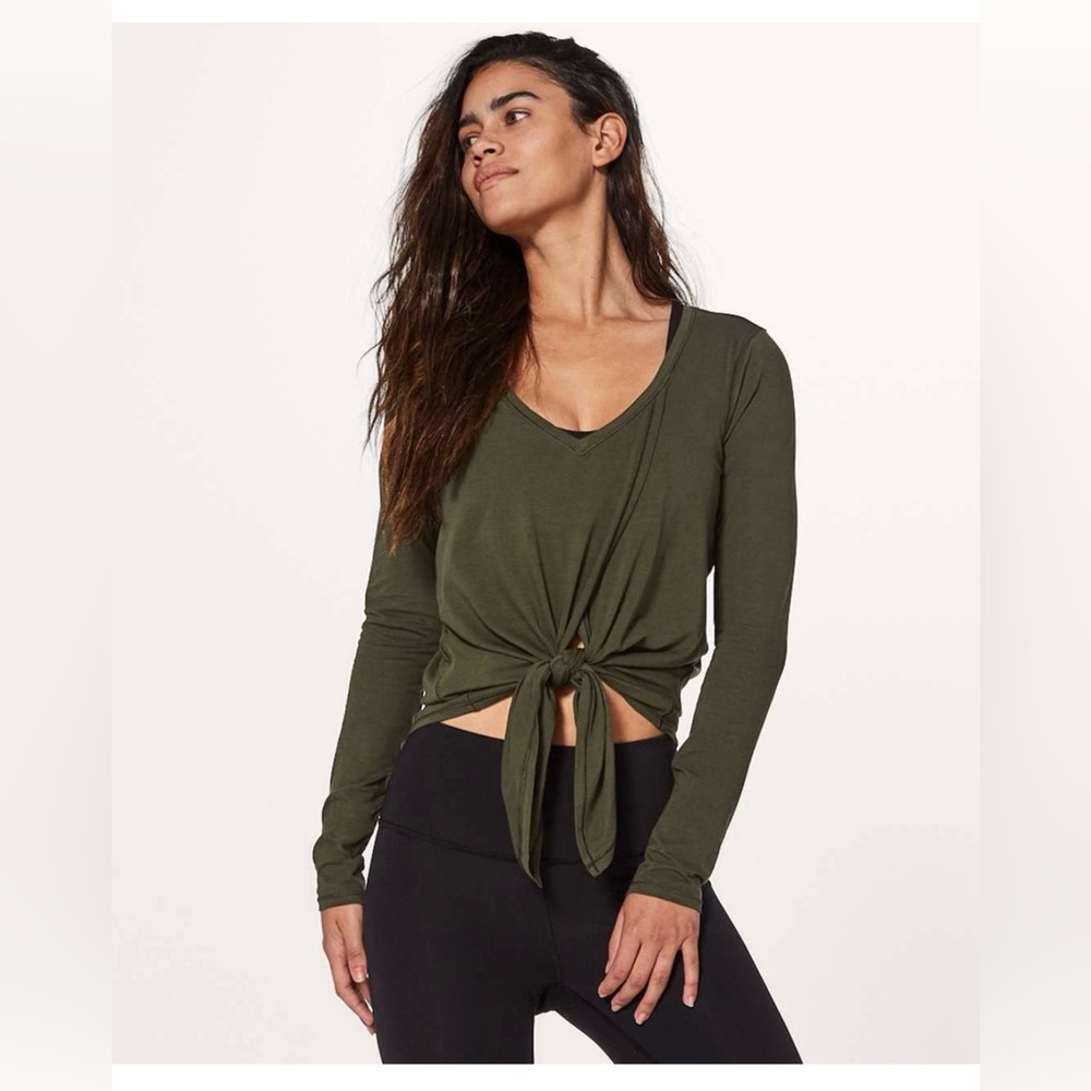 Lululemon Knot A Problem Long Sleeve Top Shirt Dark Olive Green Size 4